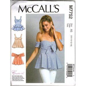 McCall's M7752 Missess 6 to 14 Peplum Tops Uncut Sewing Pattern